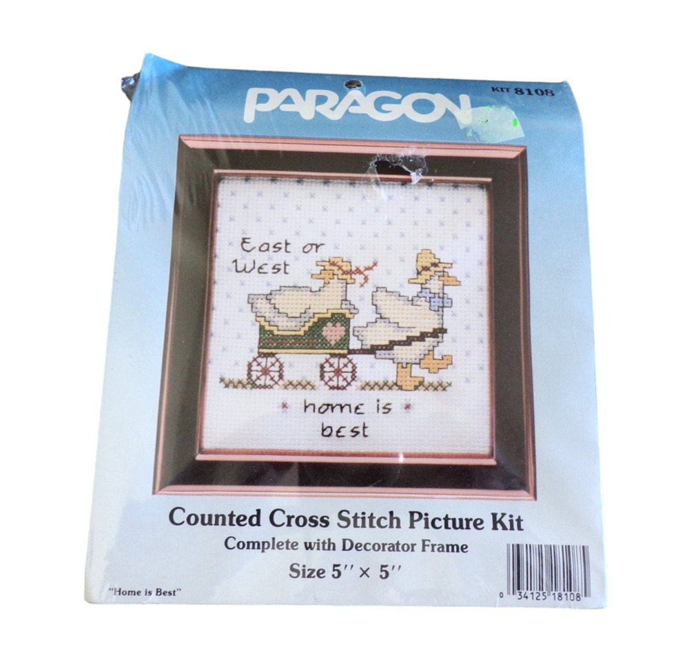 Paragon Cross Stitch Picture Kit "East or West, Home is Best" Sealed